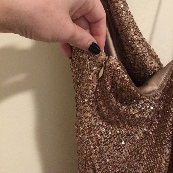 NWT PARKER BLACK Bronzed Rose Sequins Dress - Picture 7 of 12